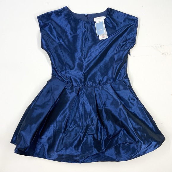 NWT! Jacadi Girls 4 Sleeveless Dress Giver Midnight Blue Shiny Party Formal